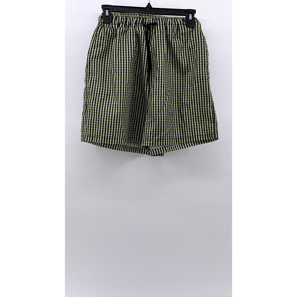 COLLUSION Women's Yellow-Blue Checkered Casual Shorts SZ 2